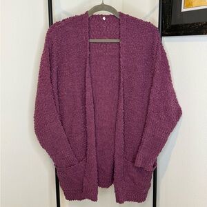 Women's Purple Popcorn Knit Cardigan